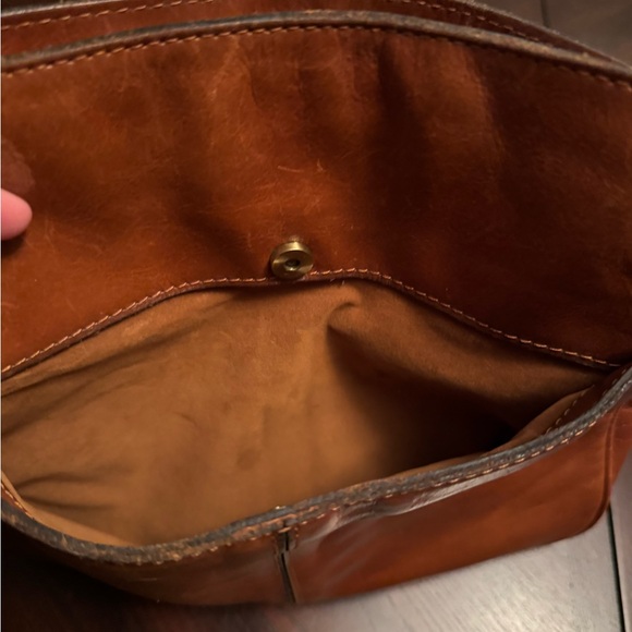 Patricia Nash -used Tan Leather Messenger Bag with Buckle Short Strap - Picture 7 of 16